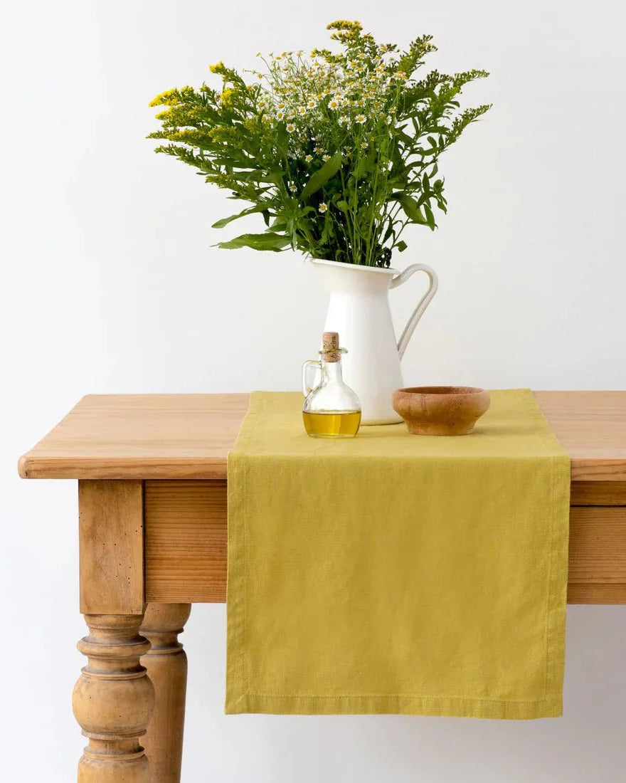 Lemon Curry - runner in lino giallo acido