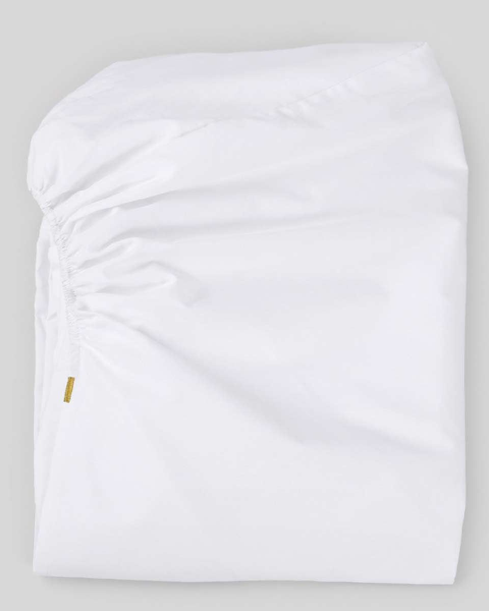 Lenzuolo con angoli bianco in percalle di cotone