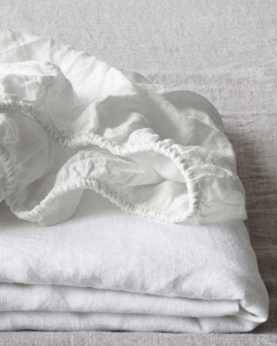 Lenzuolo con angoli in lino bianco