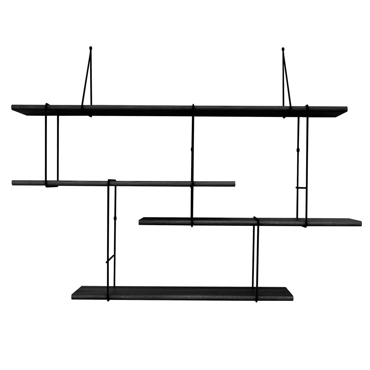 Libreria nera in frassino tinto, design lineare