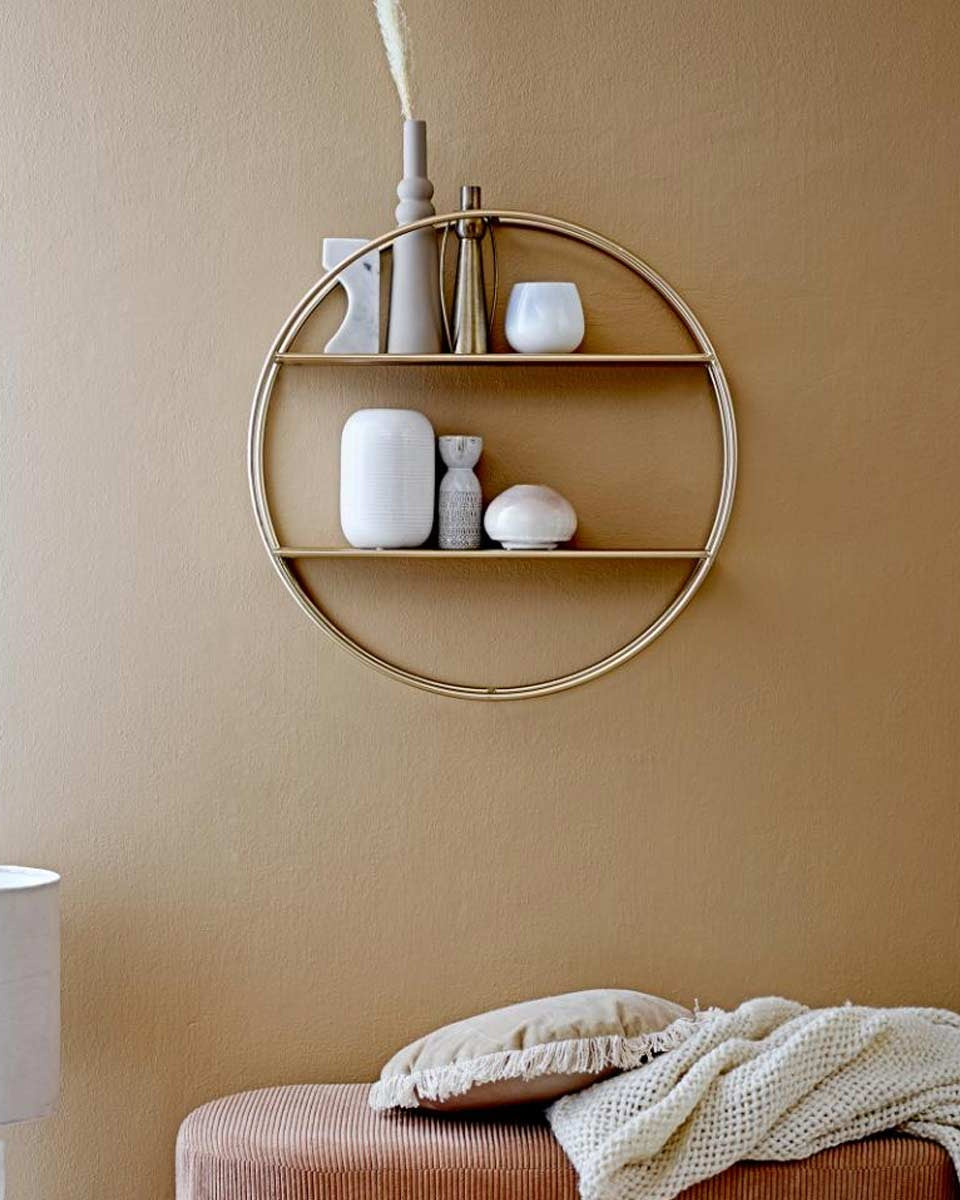 Libreria tonda in metallo dorato Bloomingville