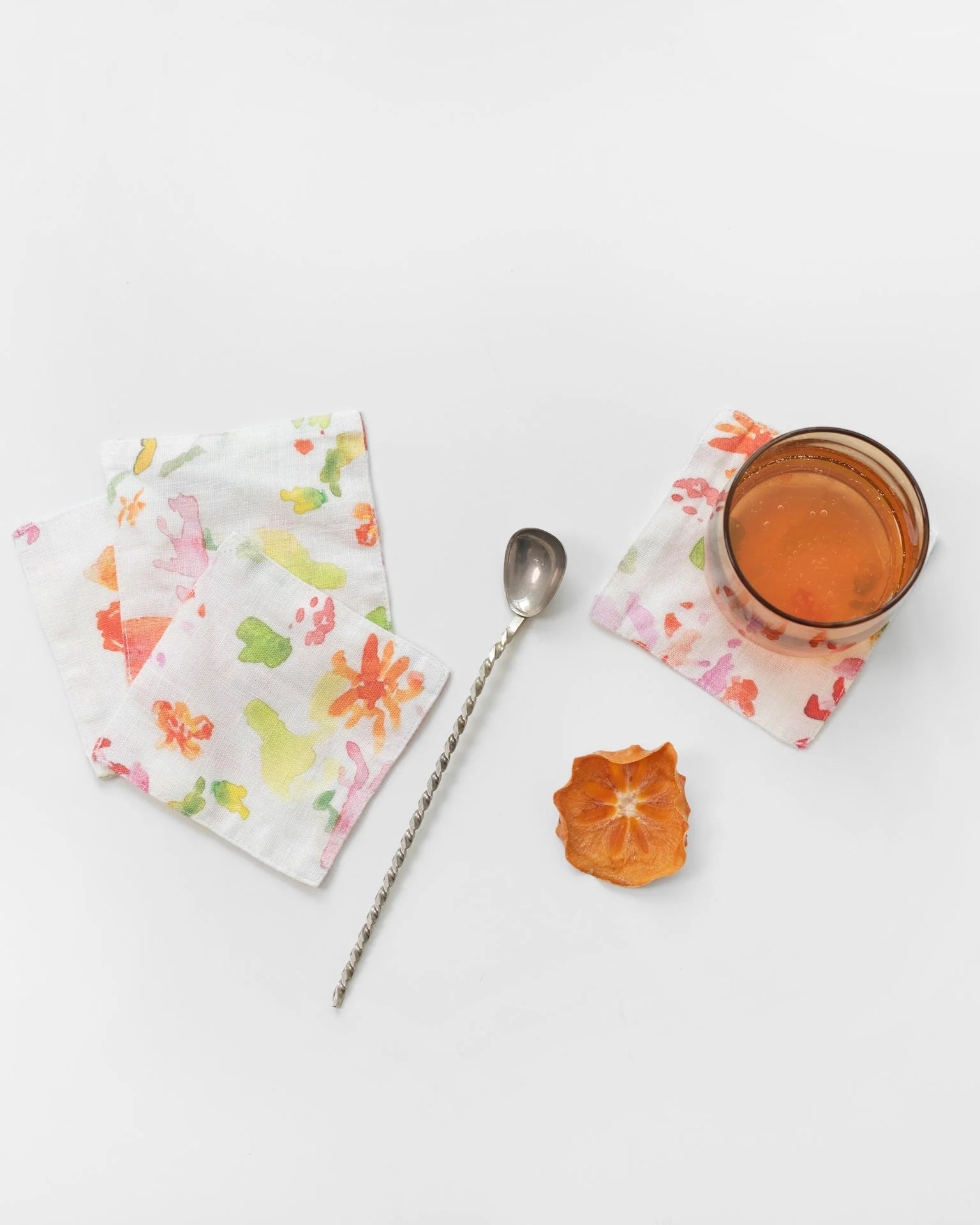 Wildflower - Set 4 sottobicchieri in puro lino, fantasia a fiori