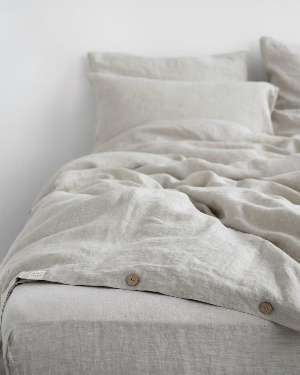 Melange - set copripiumino beige in lino + federe