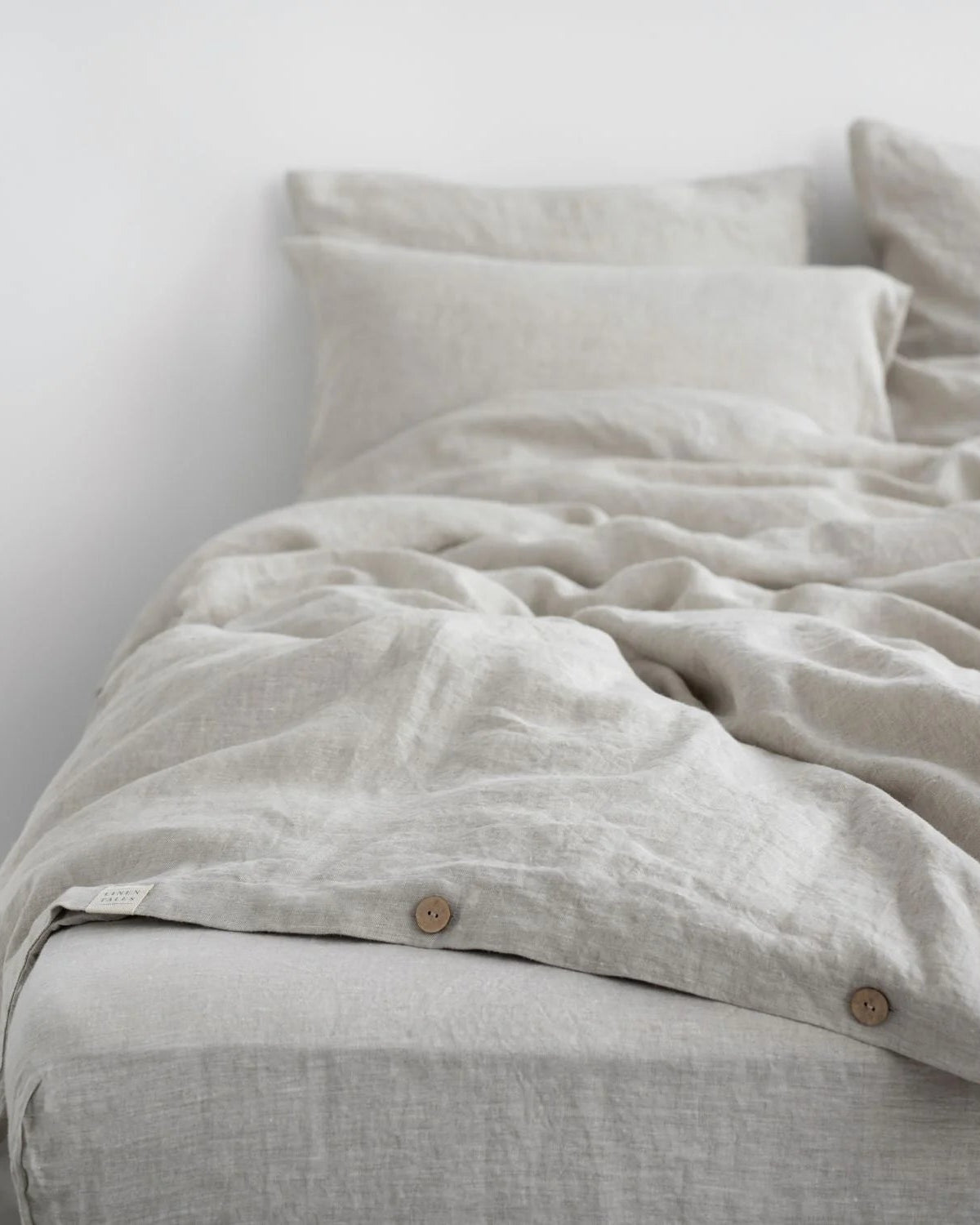 Melange - set copripiumino beige in lino + federe
