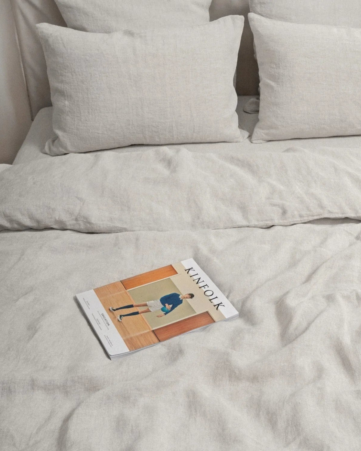 Melange - set copripiumino beige in lino + federe