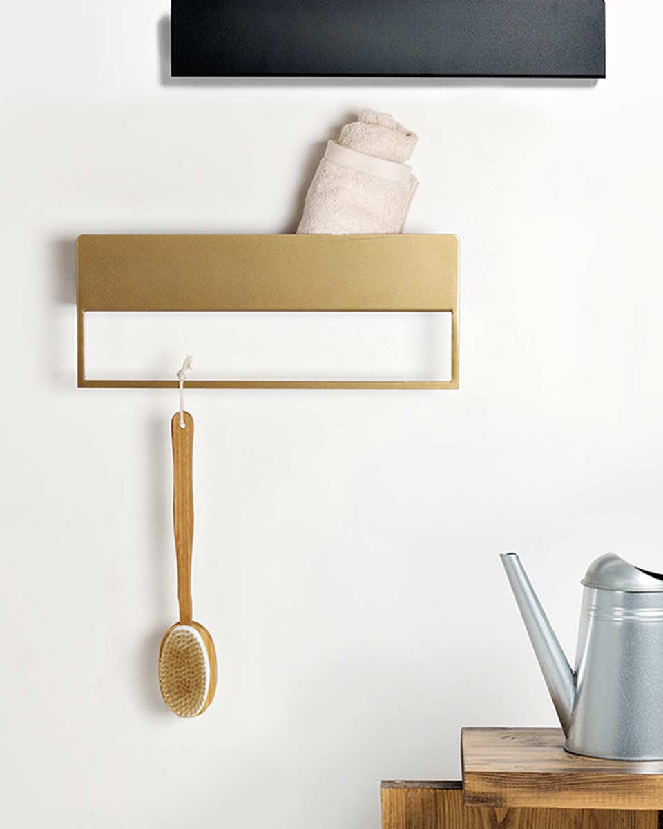 Mensola portasciugamani in metallo dorato