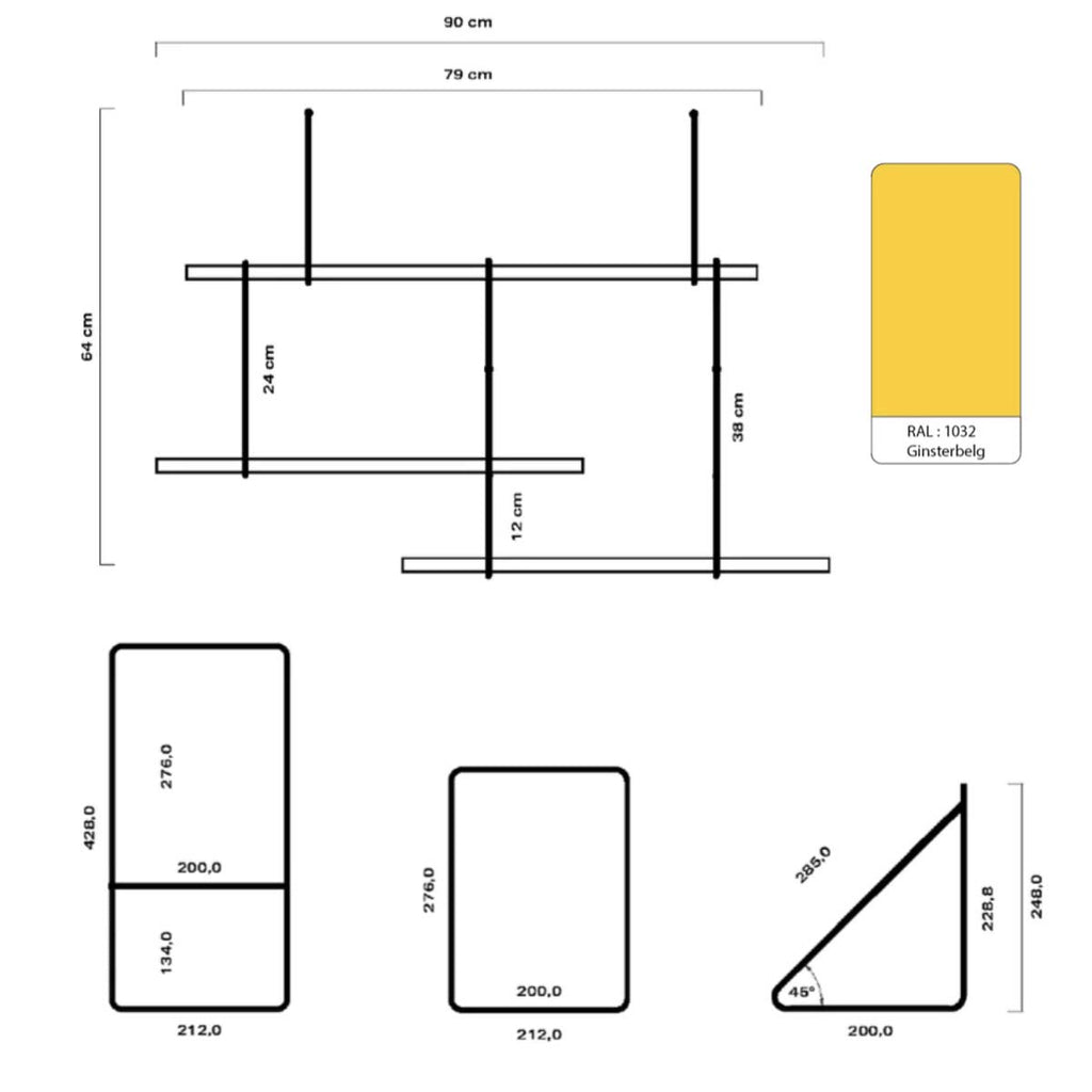 Misure libreria gialla di design