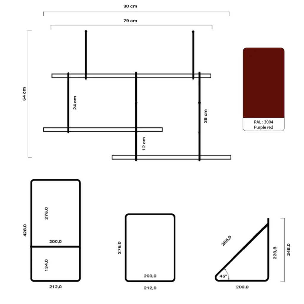 Misure libreria moderna rossa 