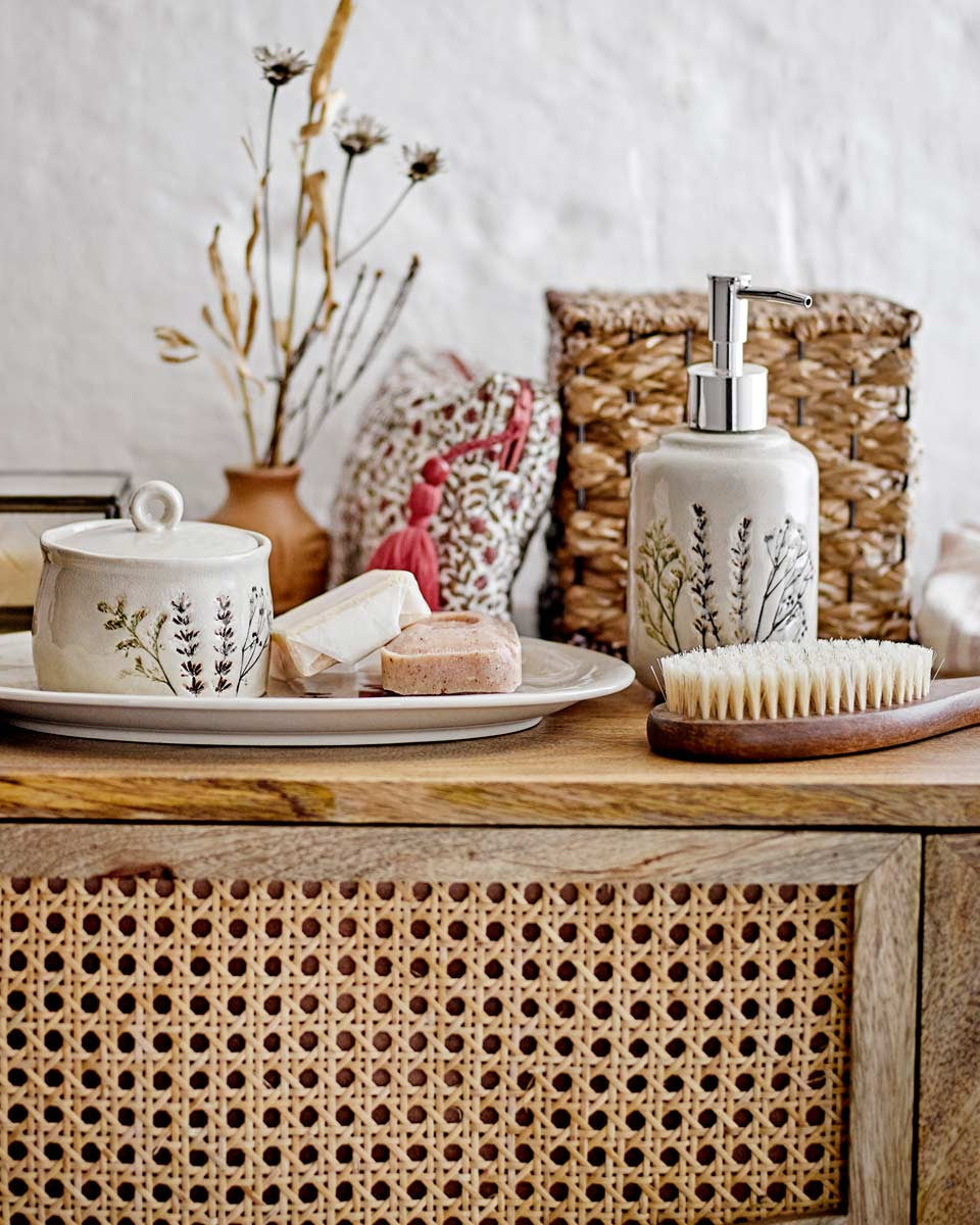 Ciotola Decorativa In Legno Di Paulonia Intagliata A Mano - Finitura Bianca Shabby Chic Per Rustico Moderno