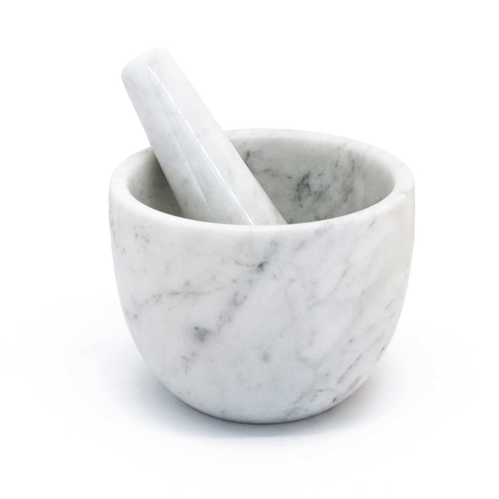 Mortaio e pestello in marmo bianco di Carrara - FiammettaV 
