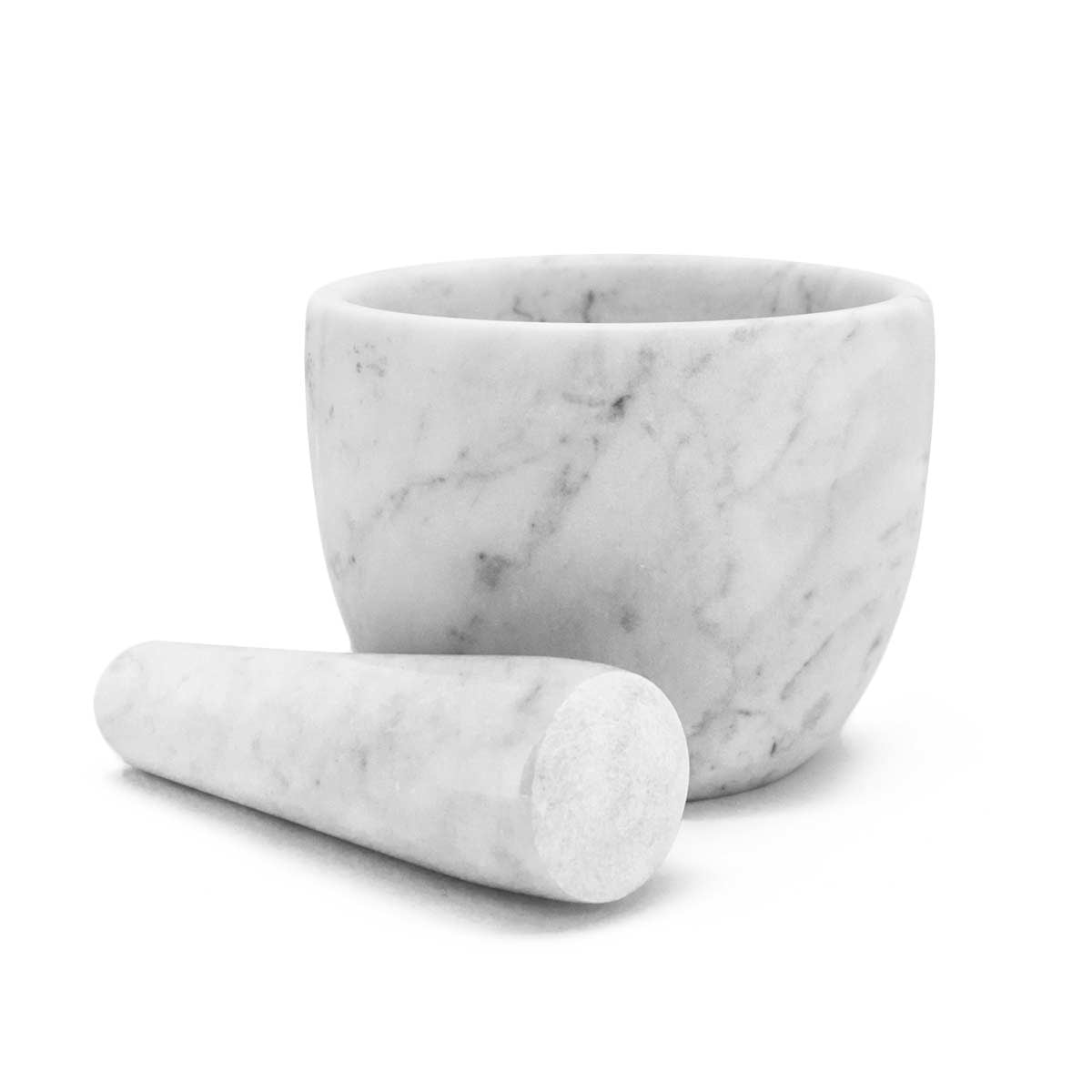 Mortaio in marmo bianco con pestello