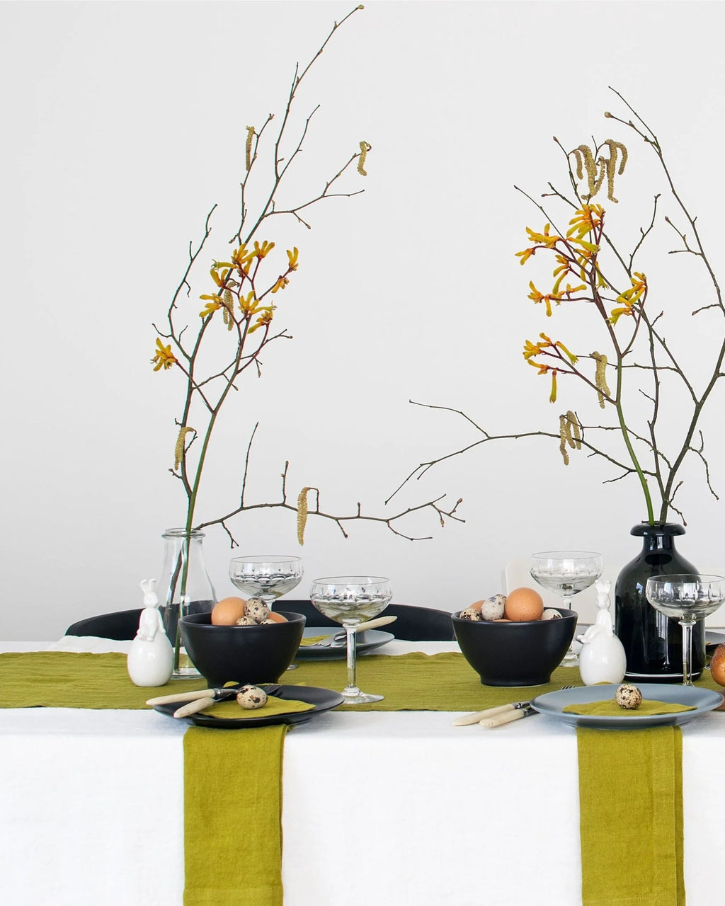 Moss Green - runner in lino verde muschio