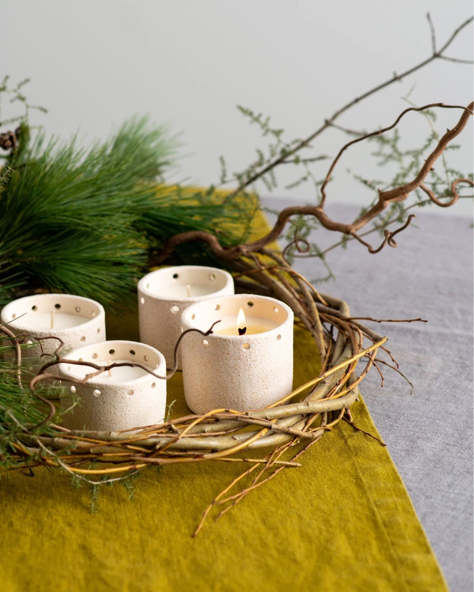 Moss Green - runner in lino verde muschio