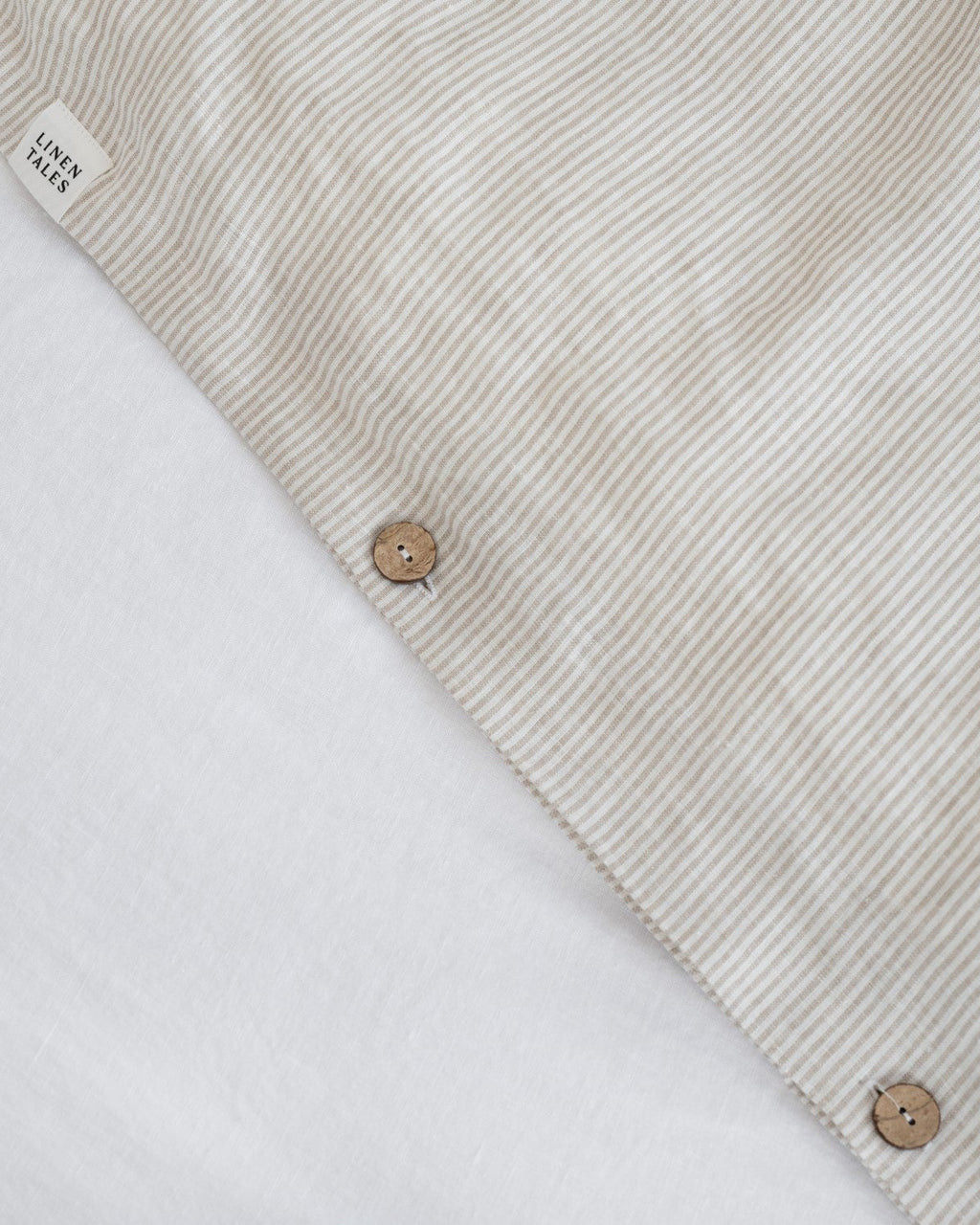 Natural stripe - set copripiumino in lino a righe tinta naturale + federe