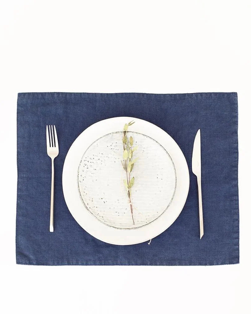 Navy - set 6 tovagliette in lino blu scuro