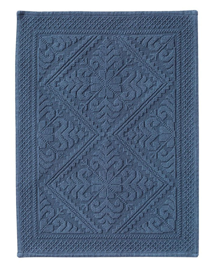 Enzo - Tappeto da bagno blu lavato a pietra 54 X 64