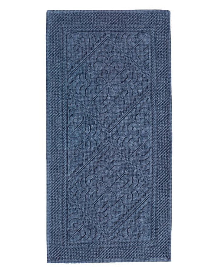 Enzo - Tappeto da bagno blu lavato a pietra 54 X 110