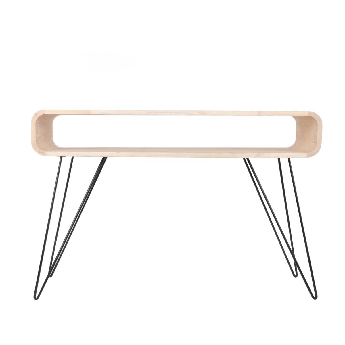 Piccola scrivania consolle per home office con piano in legno chiaro