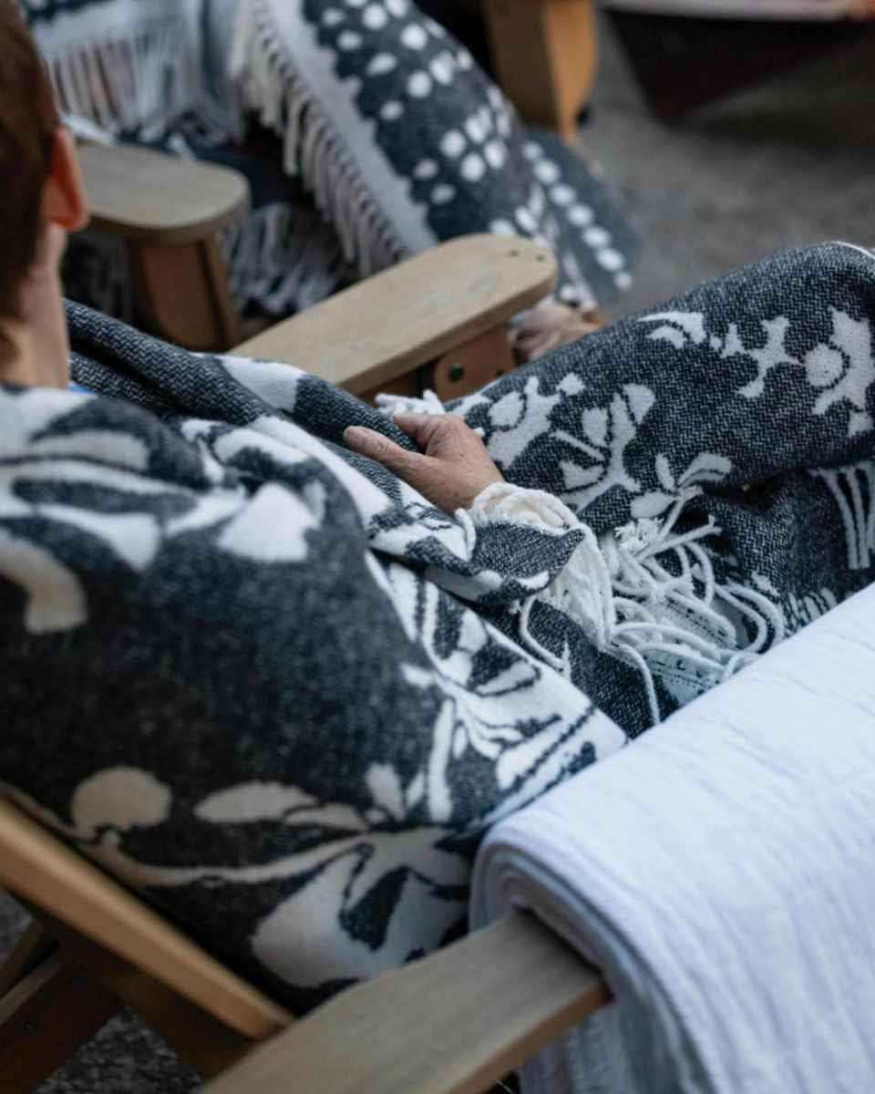 Plaid bianco e nero reversibile