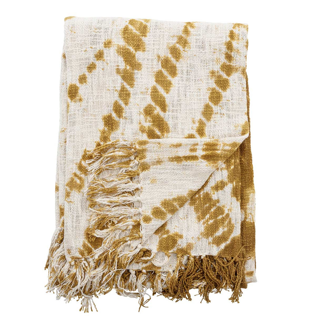 Plaid in cotone giallo e bianco Bloomingville