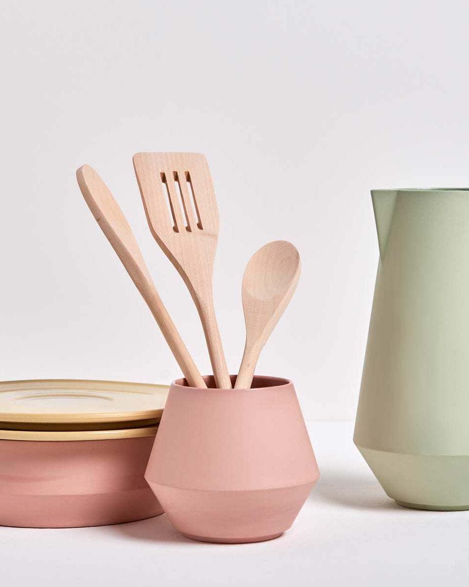 Tazza porta posate in ceramica rosa