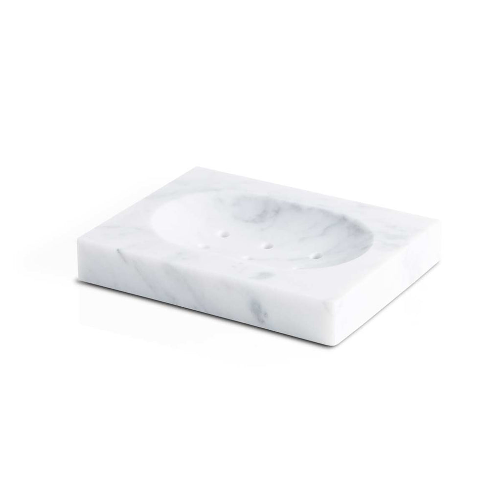 Elegante porta sapone in marmo bianco di Carrara