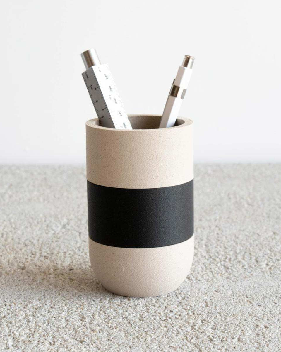 Portamatite bicolore bianco avorio e nero