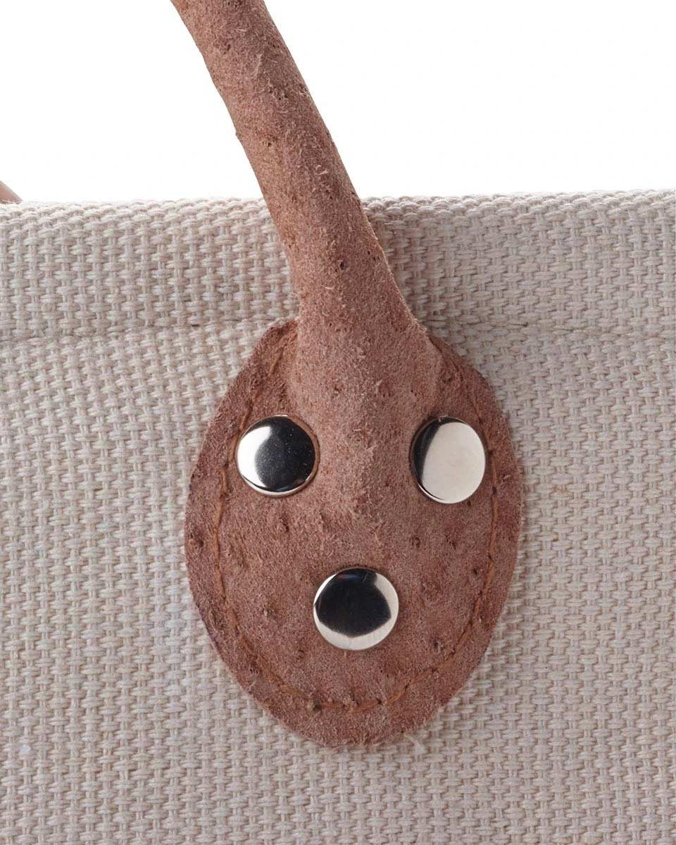 Portaoggetti bagno in tessuto e dettagli in pelle