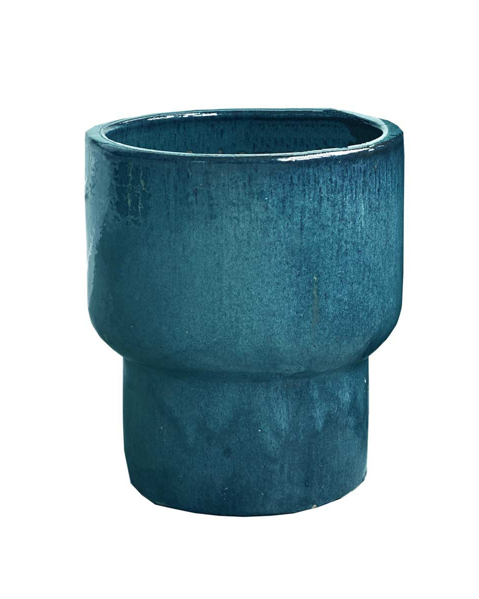 Portavasi da esterno verde blu in terracotta smaltata