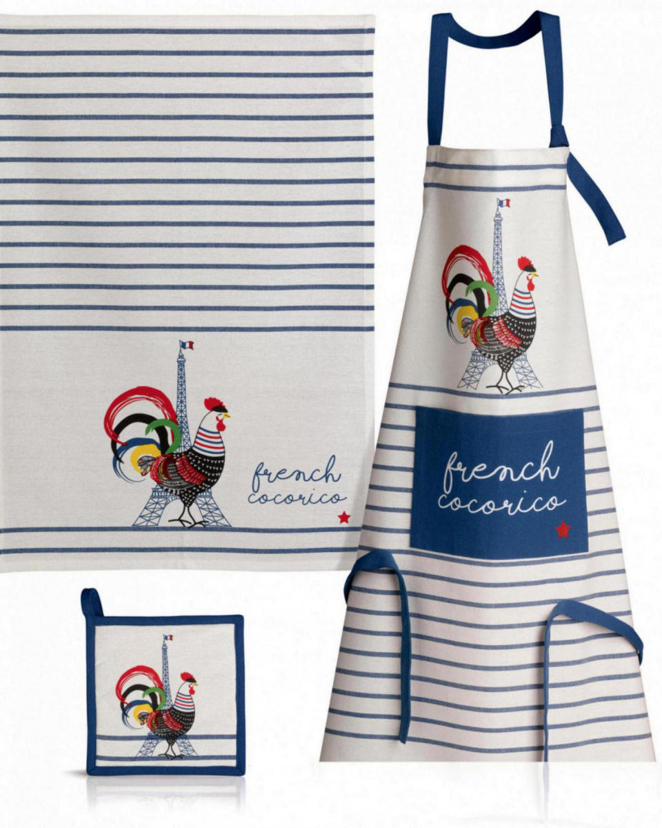 Presina riciclata francese Cocorico Écru/Bleu 20 X 20