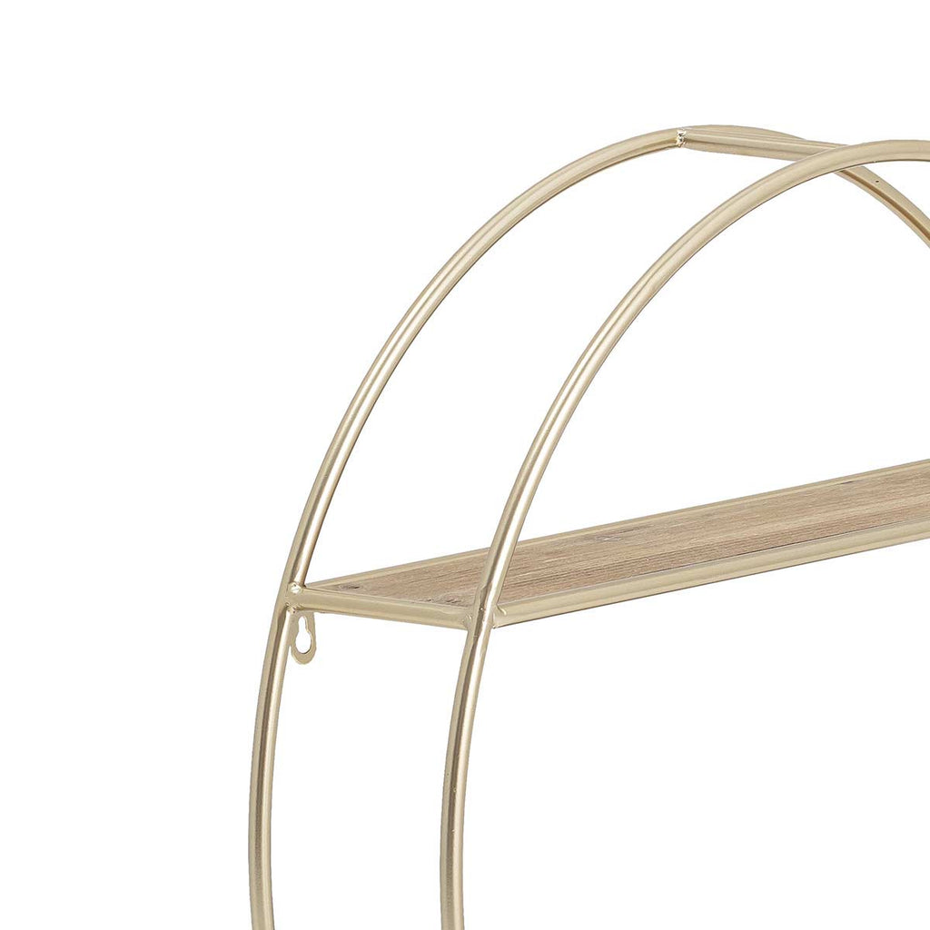 Scaffale tondo in metallo dorato