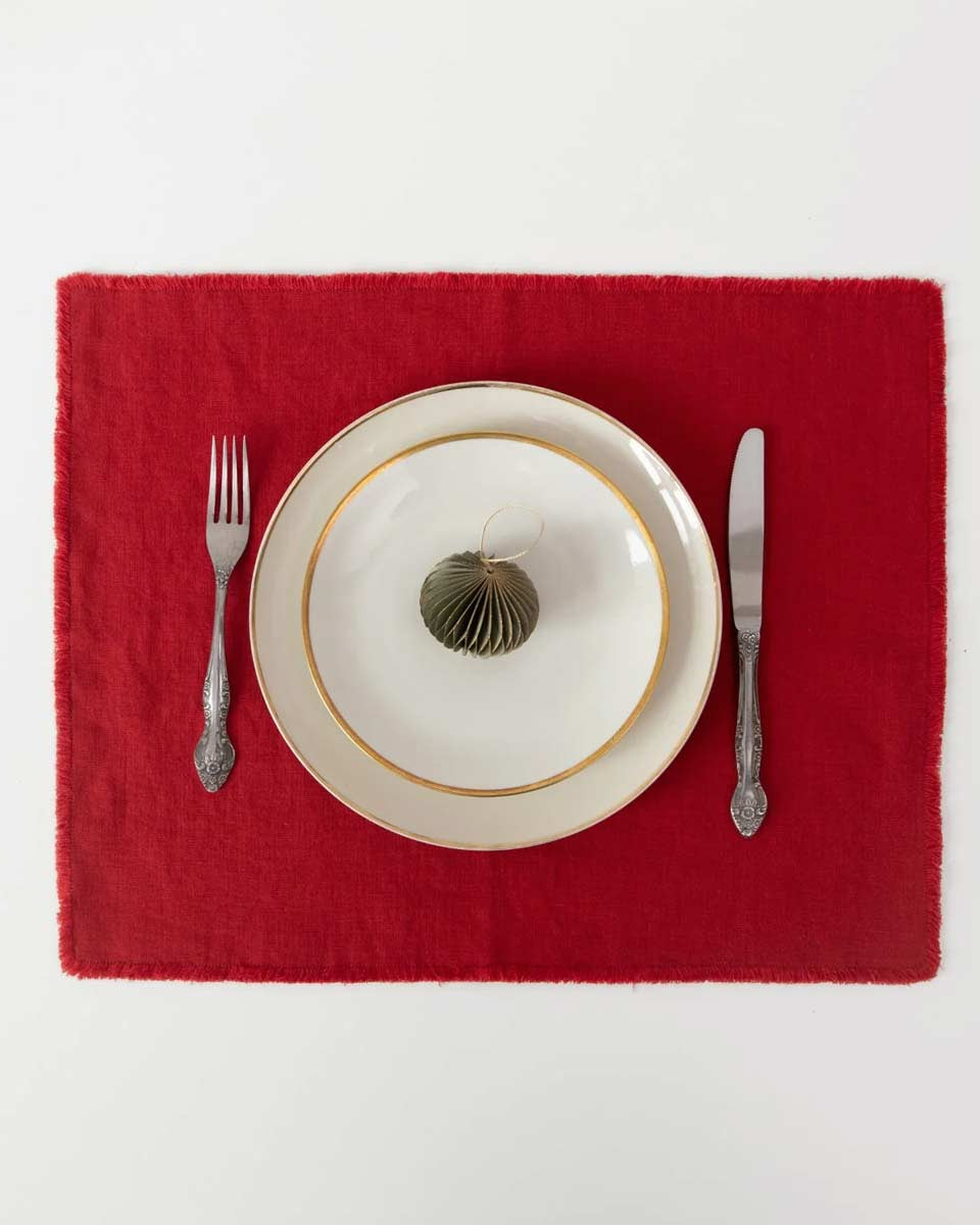 Set 6 tovagliette rosse di lino