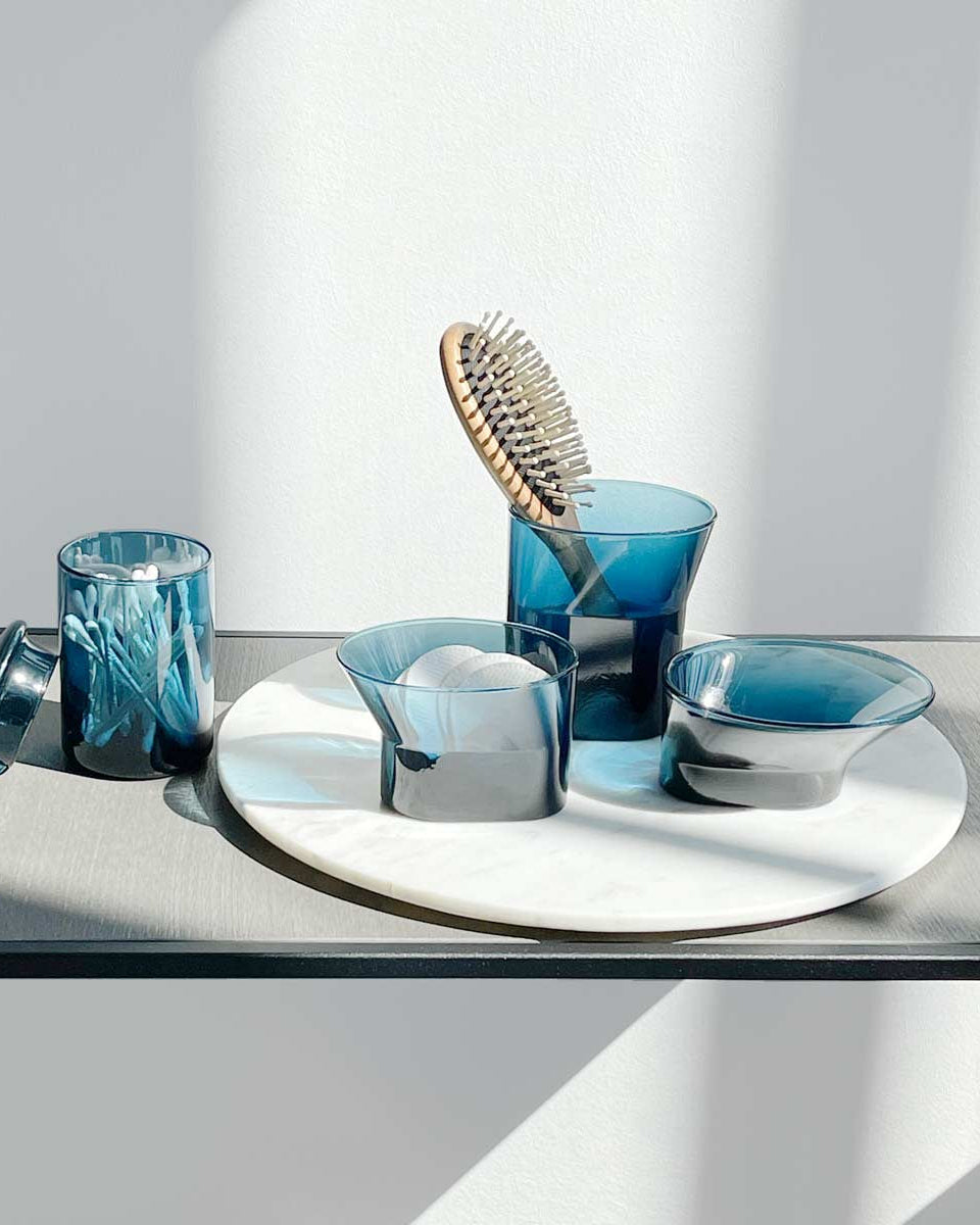 Set accessori bagno blu