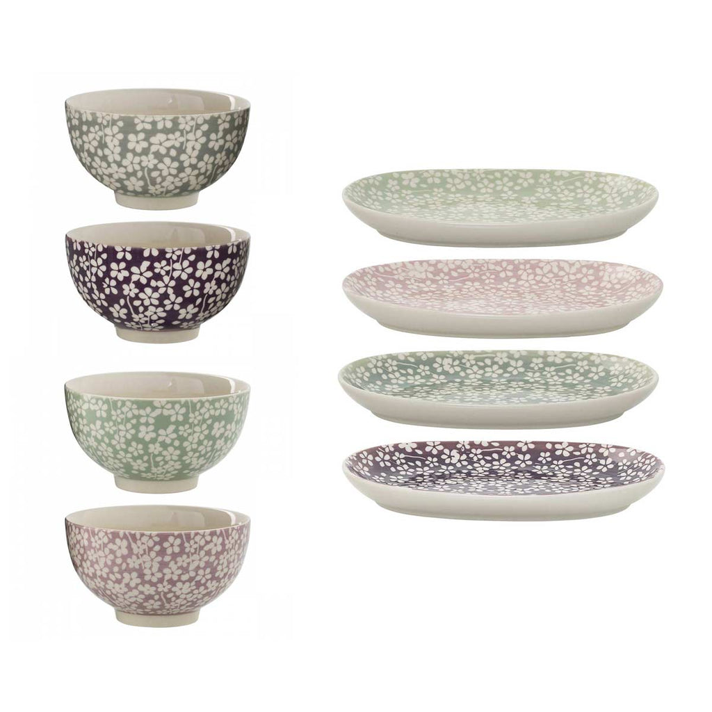 Bloomingville - Set aperitivo con 4 ciotole e 4 vassoi