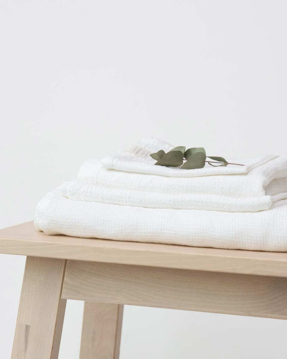 Set di asciugamani di lino a nido ape fine