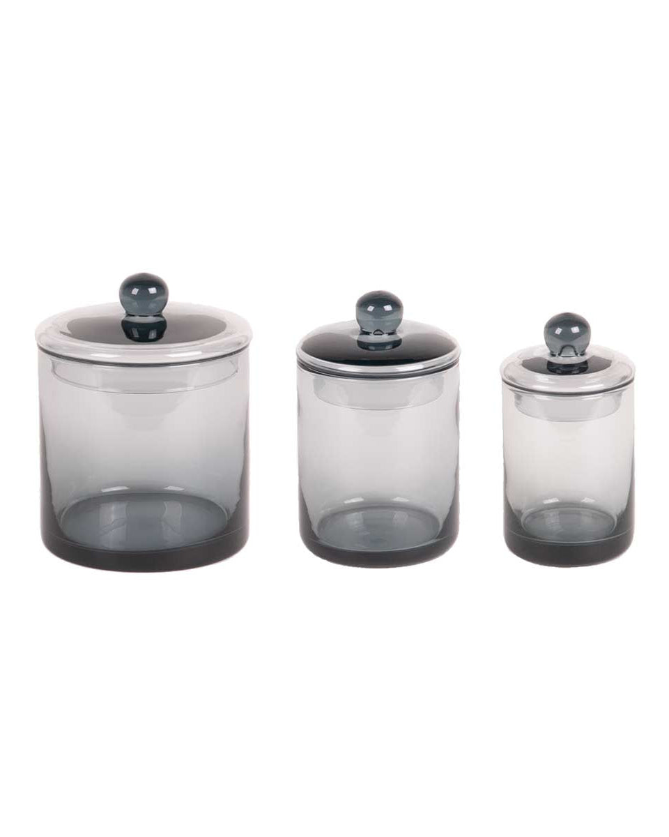 Mika XLBoom set 3 barattoli in vetro grigio con coperchio