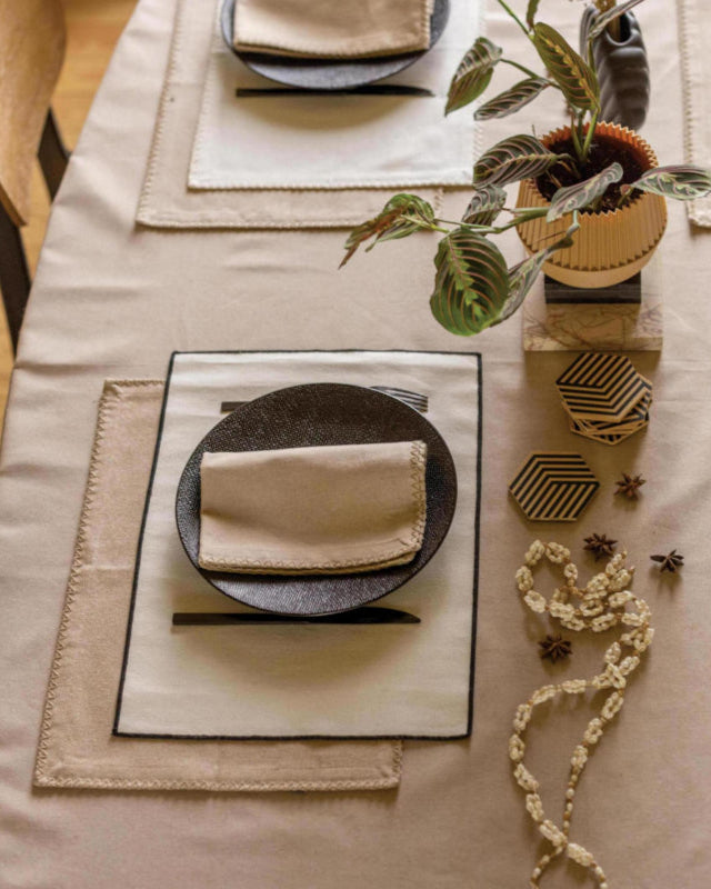 Set di 2 tovagliette Laora riciclate Ivoire 33 X 45