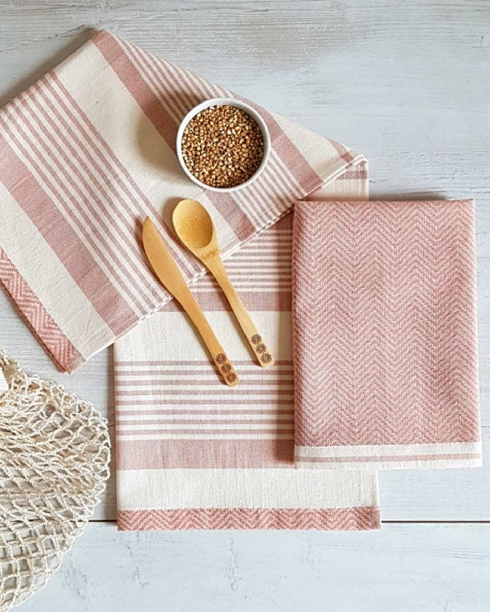 Set due canovacci rosa in cotone