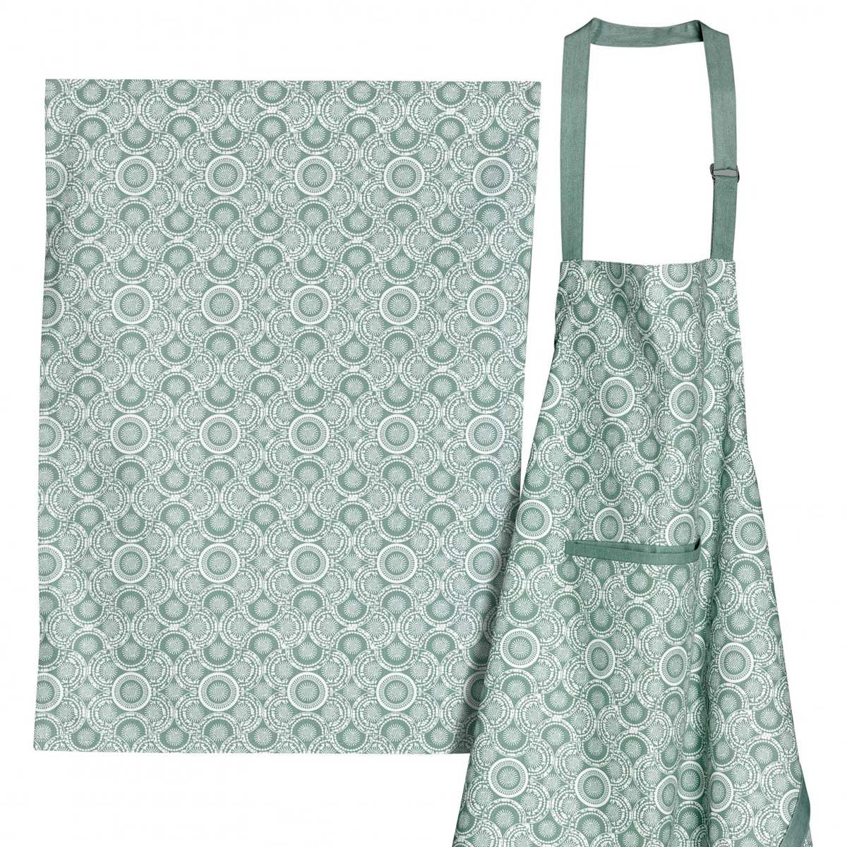 Set grembiule e 2 canovacci da cucina