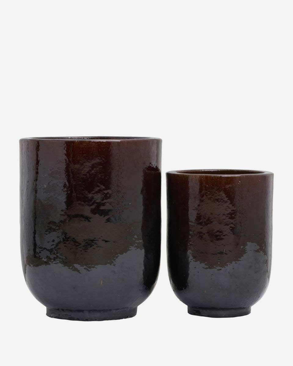Set 2 portavasi marrone scuro