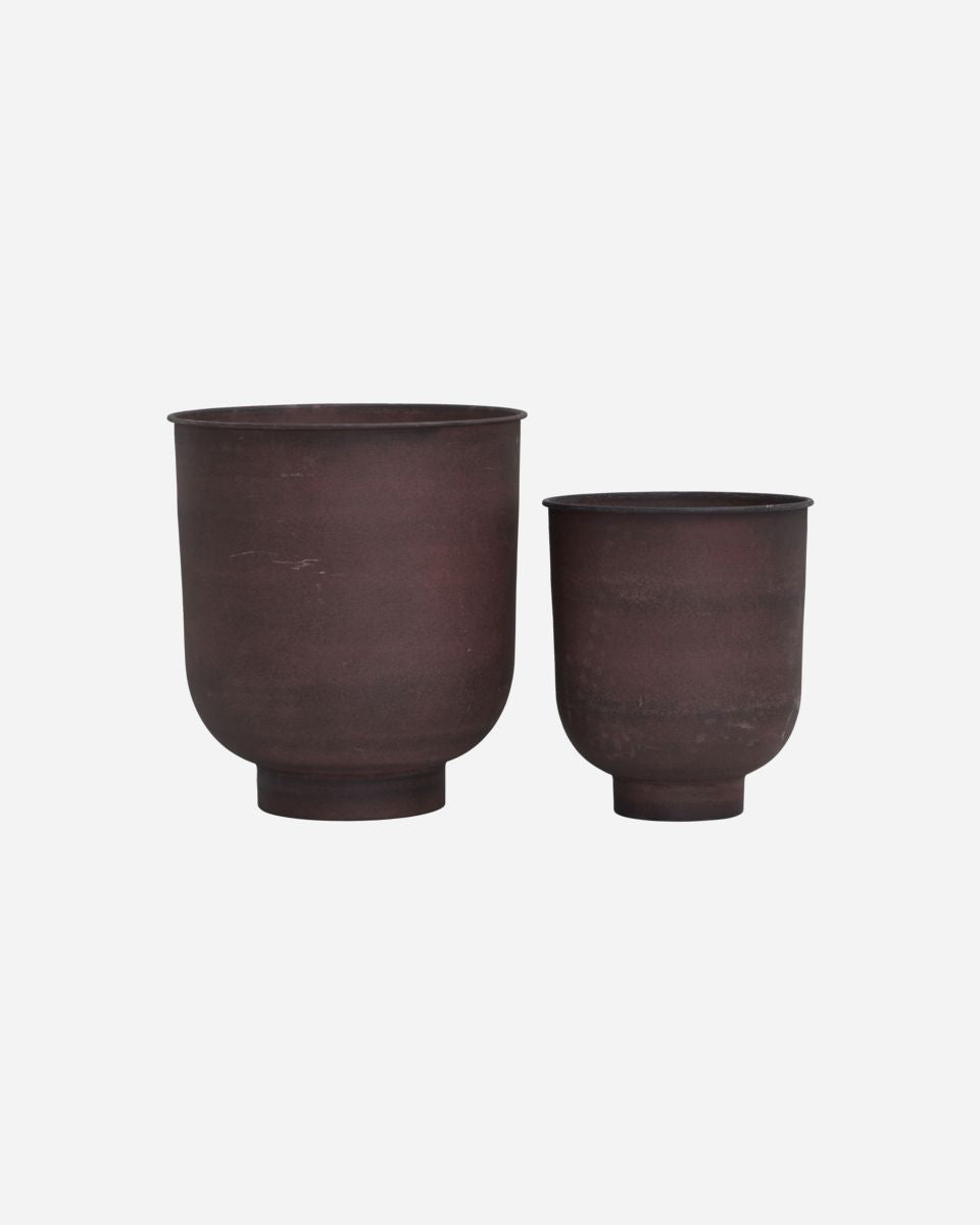 Set portavasi per esterni in metallo rosso scuro