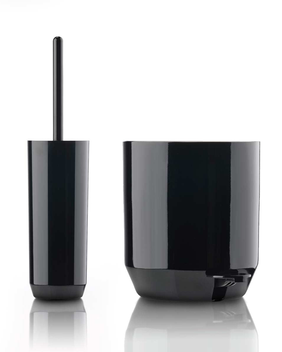 Set scopino wc e pattumiera nero lucido