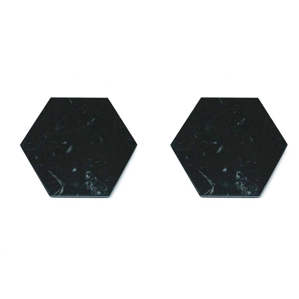 Set sottobicchieri in marmo nero a forma di esagono