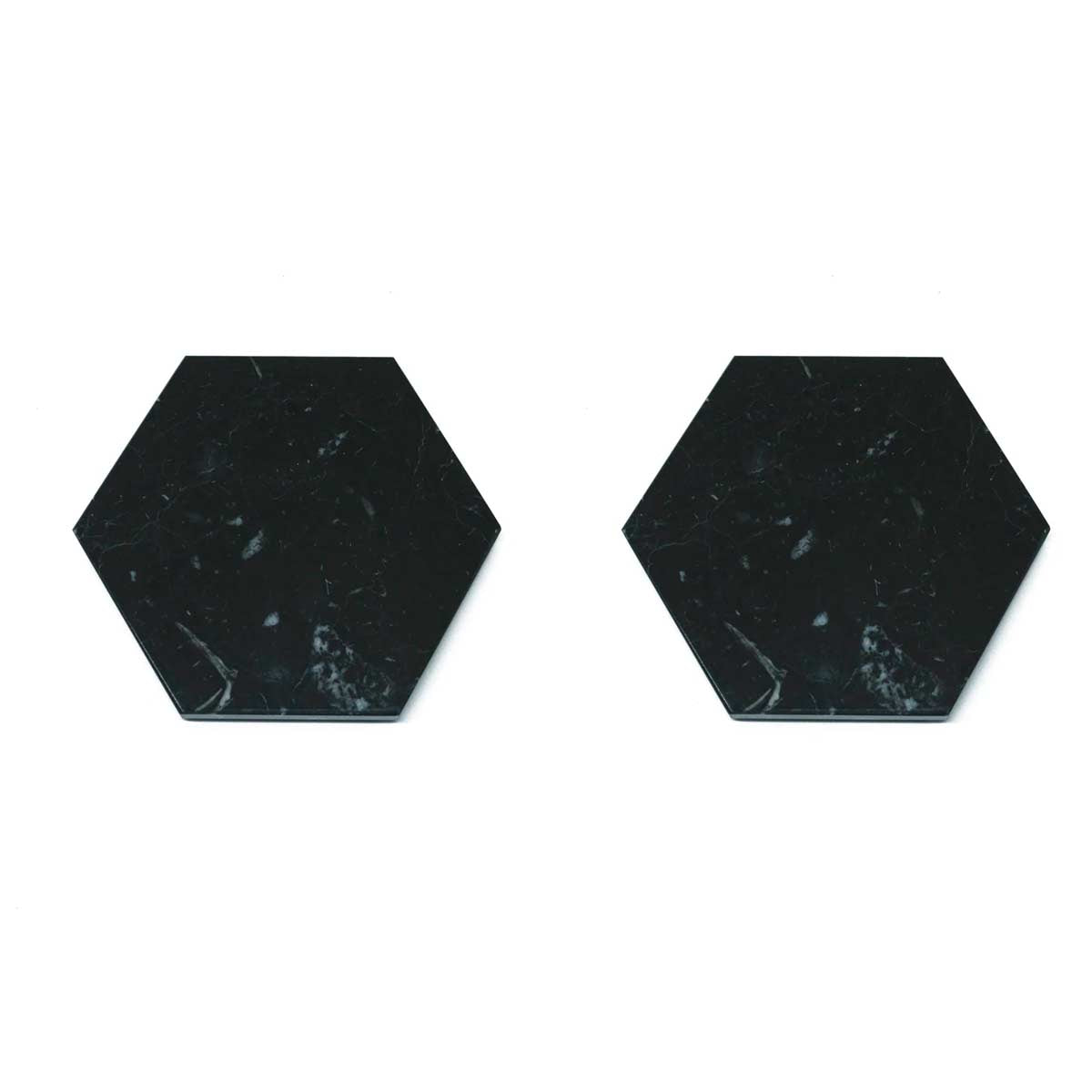 Set sottobicchieri in marmo nero a forma di esagono