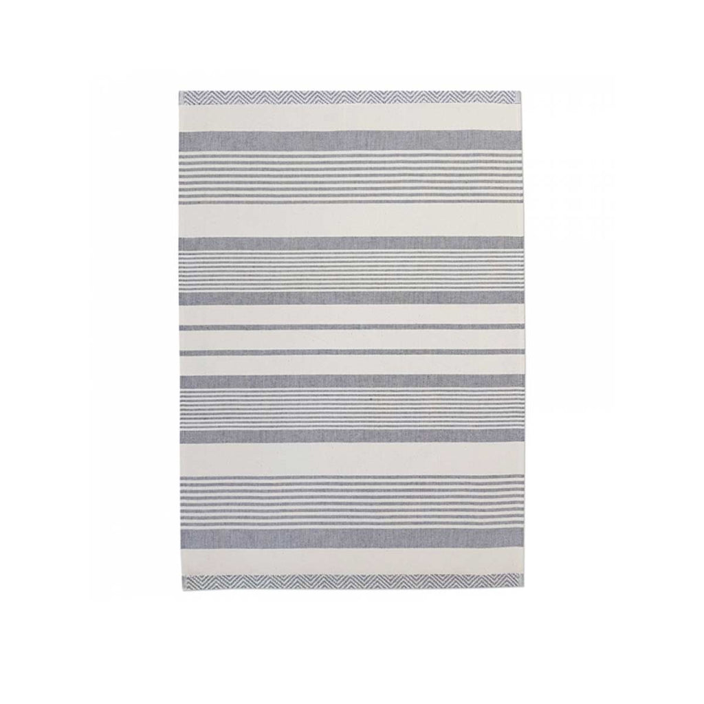 Strofinaccio in cotone a righe bianche e grigie