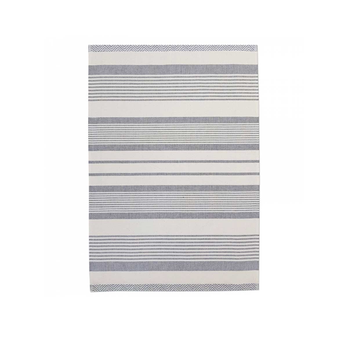 Strofinaccio in cotone a righe bianche e grigie