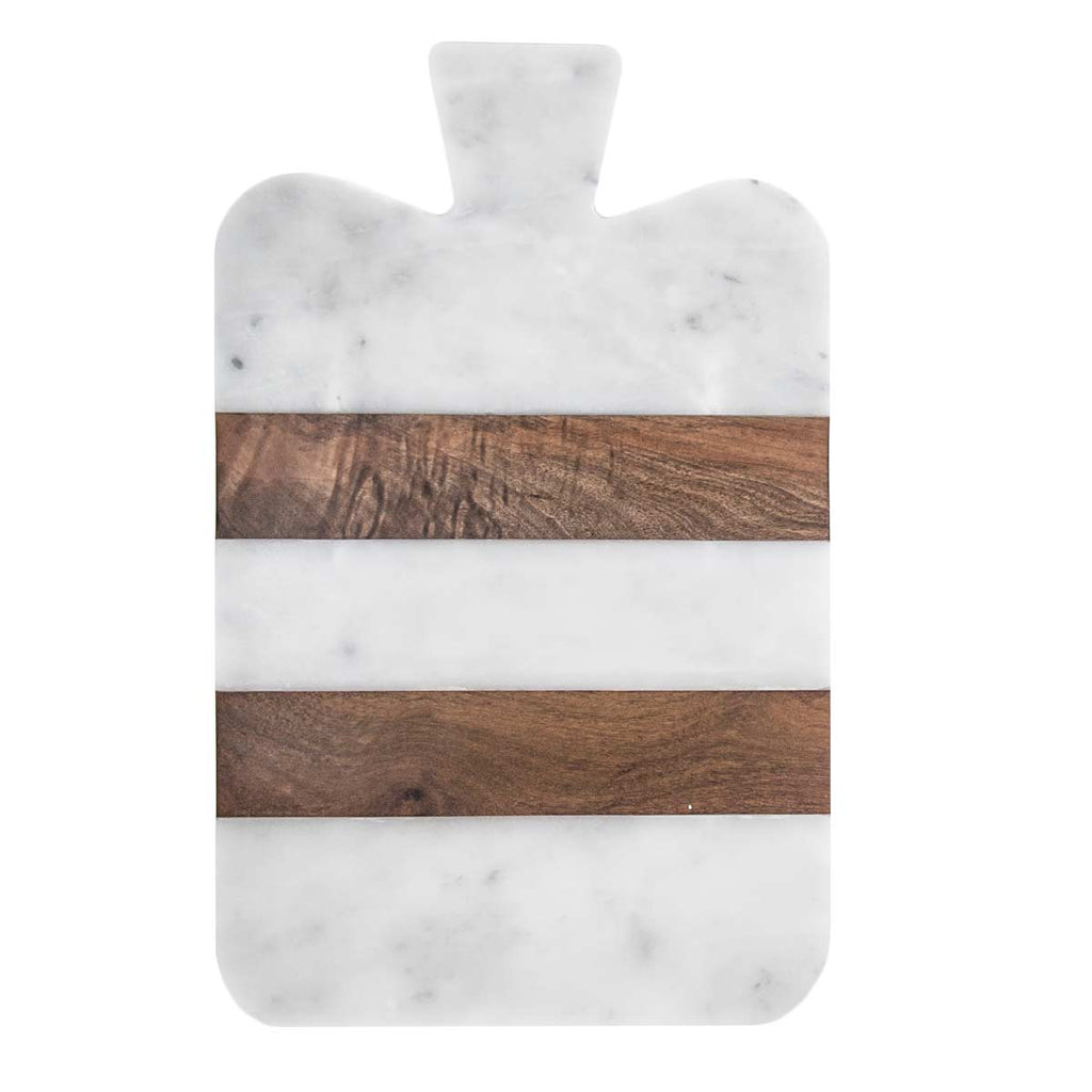 Tagliere in marmo bianco e legno