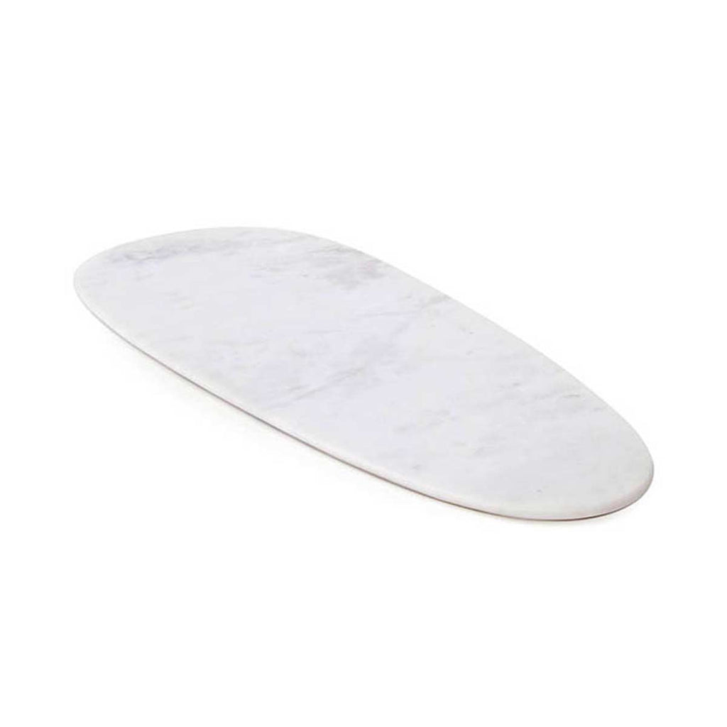 Tagliere in marmo bianco con forma ovale allungata