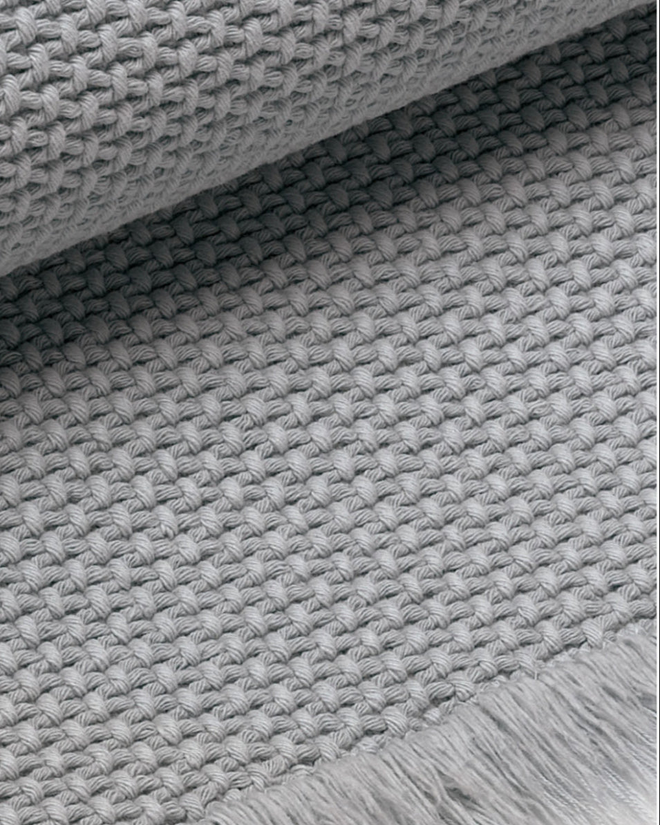 Vivaraise - tappeto bagno in cotone grigio perla con frange