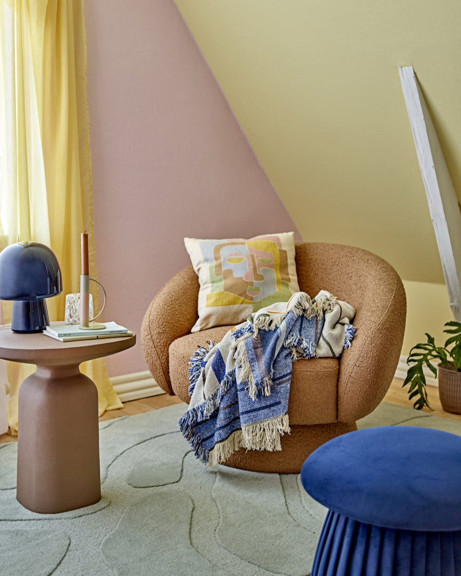 Tappeto moderno in tinta unita azzurro